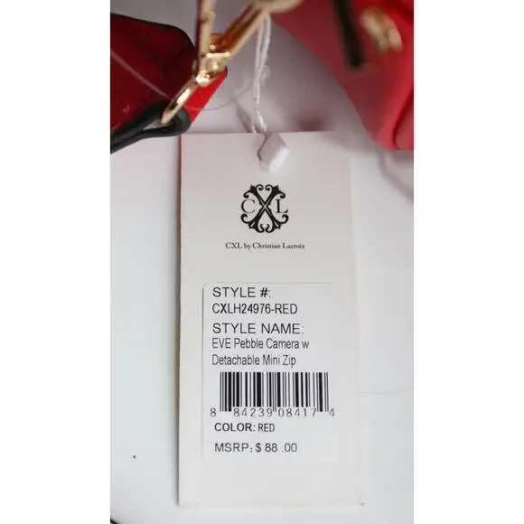 CXL by Christian Lacroix Eve Pebble Camera w Detachable Mini Zip Red Retail $88 - Picture 12 of 15